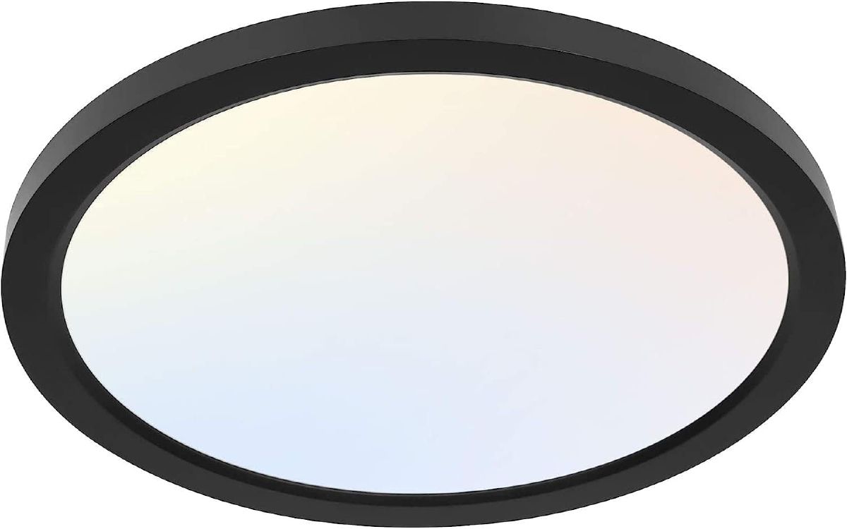 hykolity black round LED flat panel ceiling light.