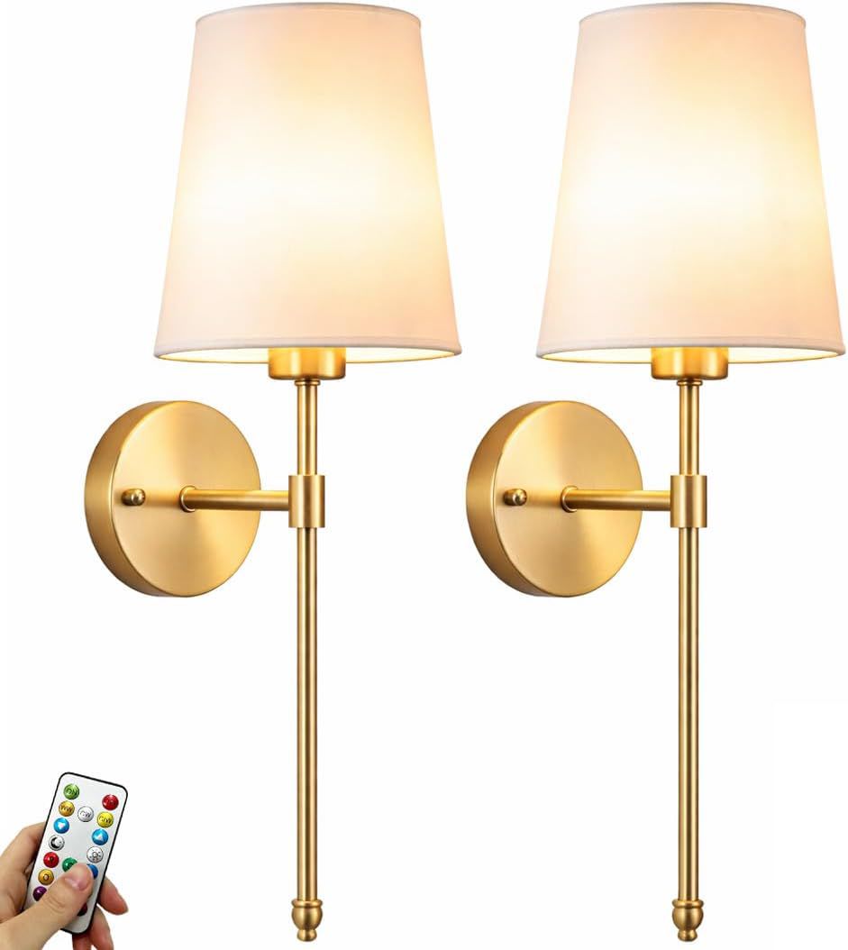 YHCDLAMP battery operated wall sconce with 10000mAh rechargeable bulbs and remote control for bedroom